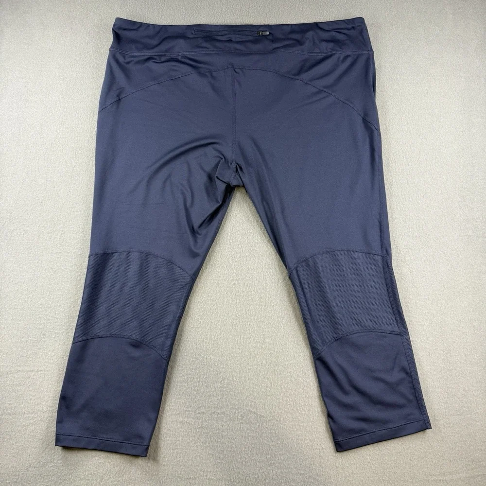 Nike Dri-FIT Womens 3X Navy Blue Cropped Athletic Leggings Mesh Panel Drawstring